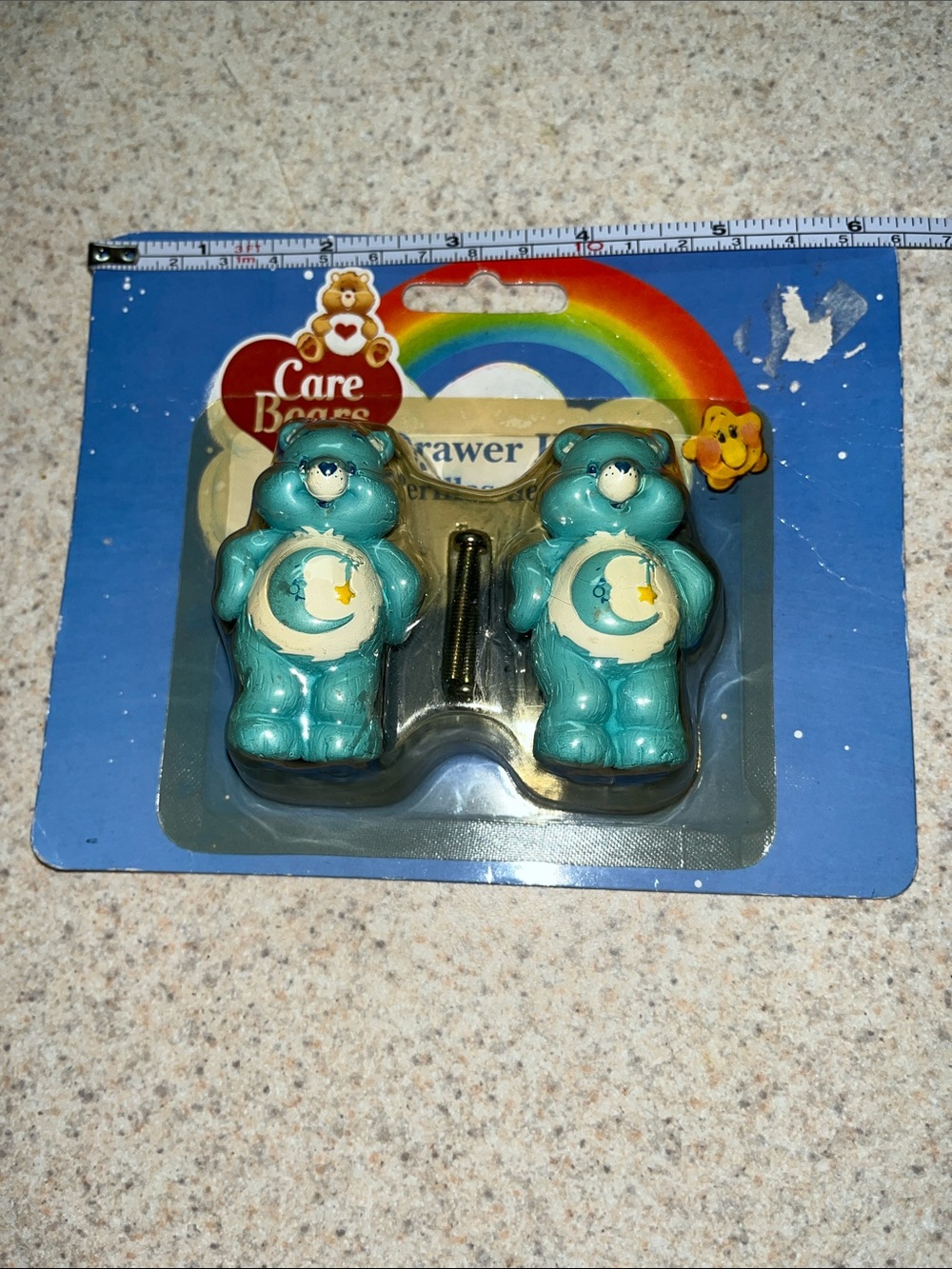 NIB Vintage (80’s)  Care Bears Blue Moon Belly Drawer Knobs - Pair